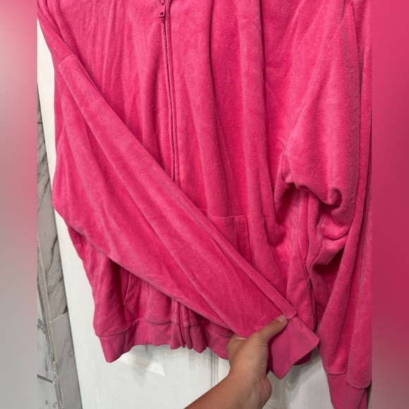 SKIMS Pink Terry Cloth Full Zip Hoodie W/ Pockets Women’s Size 2X - Picture 4 of 11